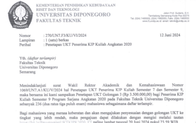 Penetapan UKT bagi Penerima KIP Kuliah Fakultas Teknik Angkatan 2020