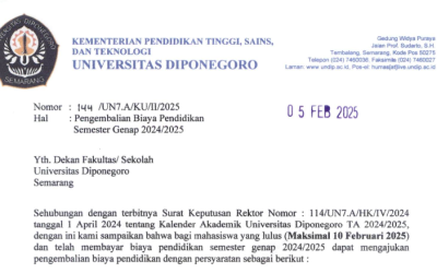 Pengembalian Biaya Pendidikan Semester Genap 2024/2025