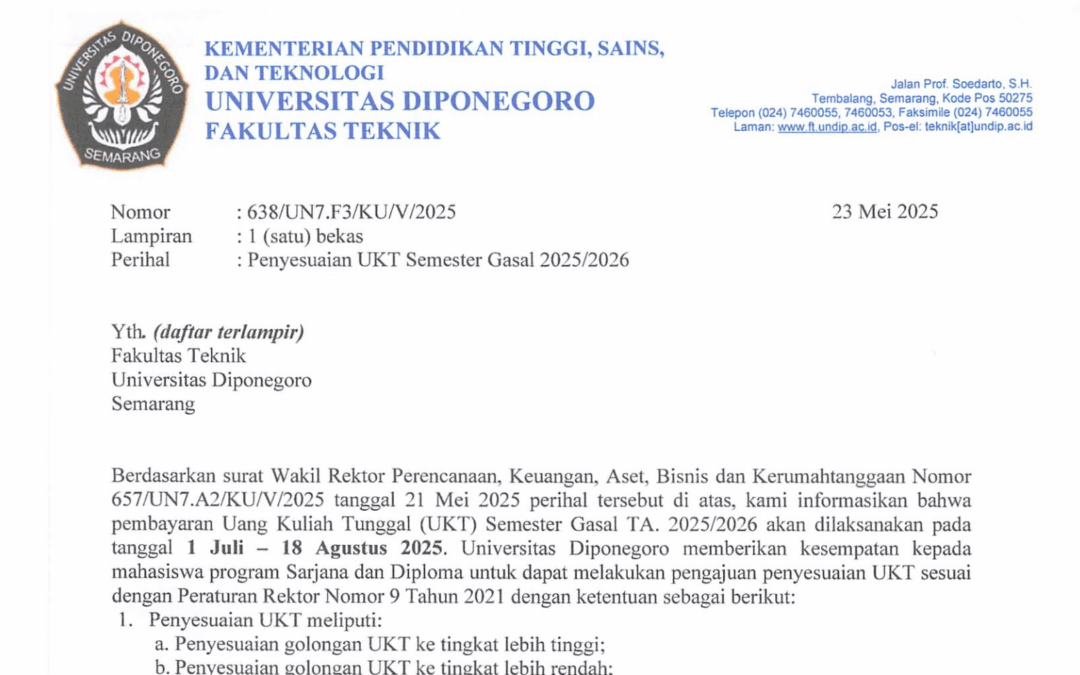 Pengajuan Penyesuaian UKT untuk Semester Gasal 2025/2026