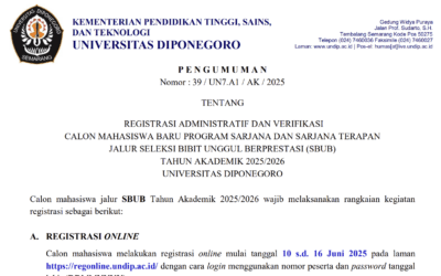 Registrasi Administratif dan Verifikasi Calon Mahasiswa Baru Program Sarjana Jalur SBUB Tahun Akademik 2025/2026