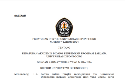 Peraturan Rektor Nomor 7 Tahun 2024 tentang Peraturan Akademik Bidang Pendidikan Program Sarjana Universitas Diponegoro