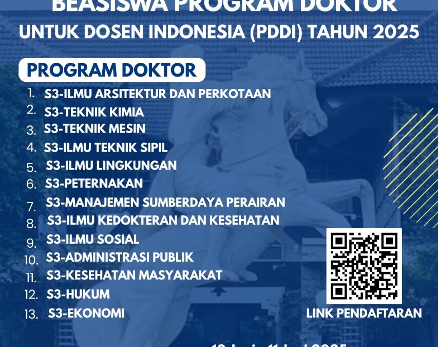 Beasiswa Program Doktor untuk Dosen Indonesia (PDDI) 2025 Kini Dibuka!